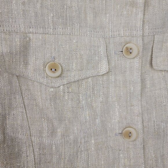 Vintage Harvé Benard Beige Linen Button-Up 6 Long Sleeve Lightweight Deadstock - Picture 5 of 9